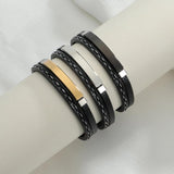 Personalized Leather Name Bracelet Stainless Steel with Lucky Number