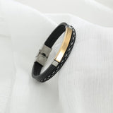 Personalized Leather Name Bracelet Stainless Steel with Lucky Number