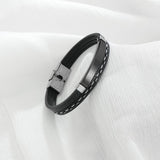 Personalized Leather Name Bracelet Stainless Steel with Lucky Number