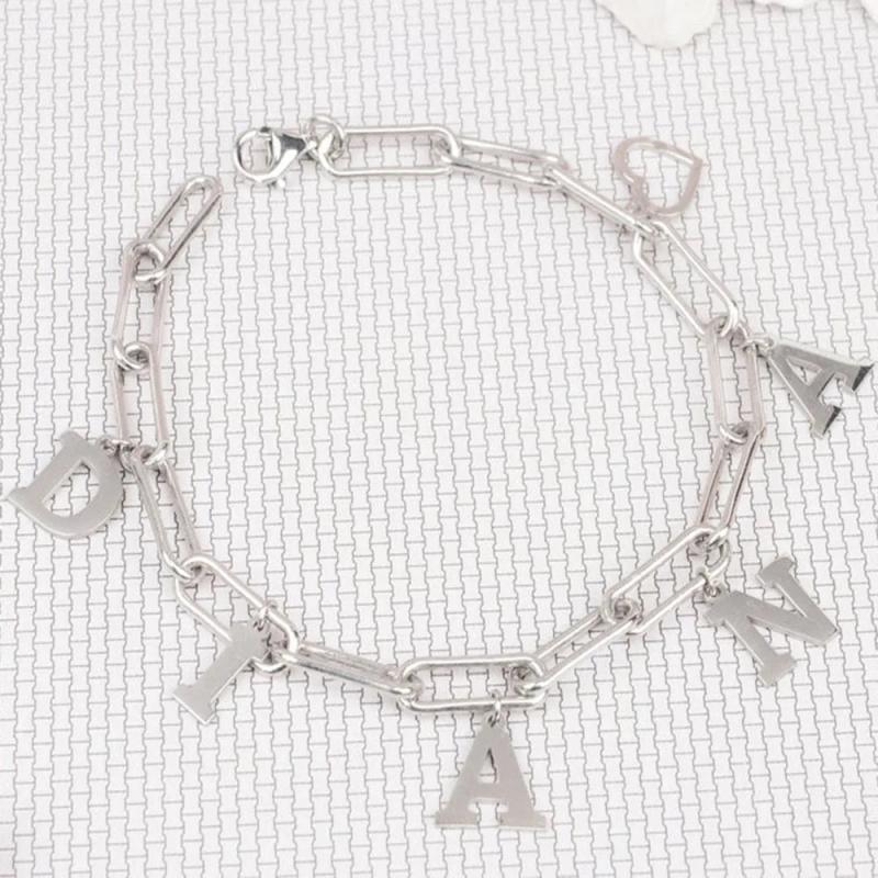 Stainless Steel Initial Letter Bracelet Personalized for Women