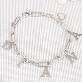 Stainless Steel Initial Letter Bracelet Personalized for Women