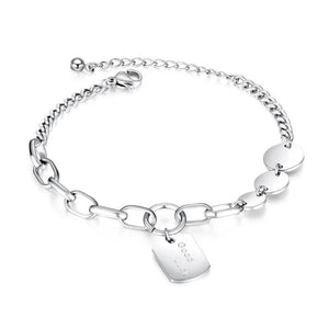 Stainless Steel Bracelet For Women Round Square Bracelet Rose Gold/Silver Bangle