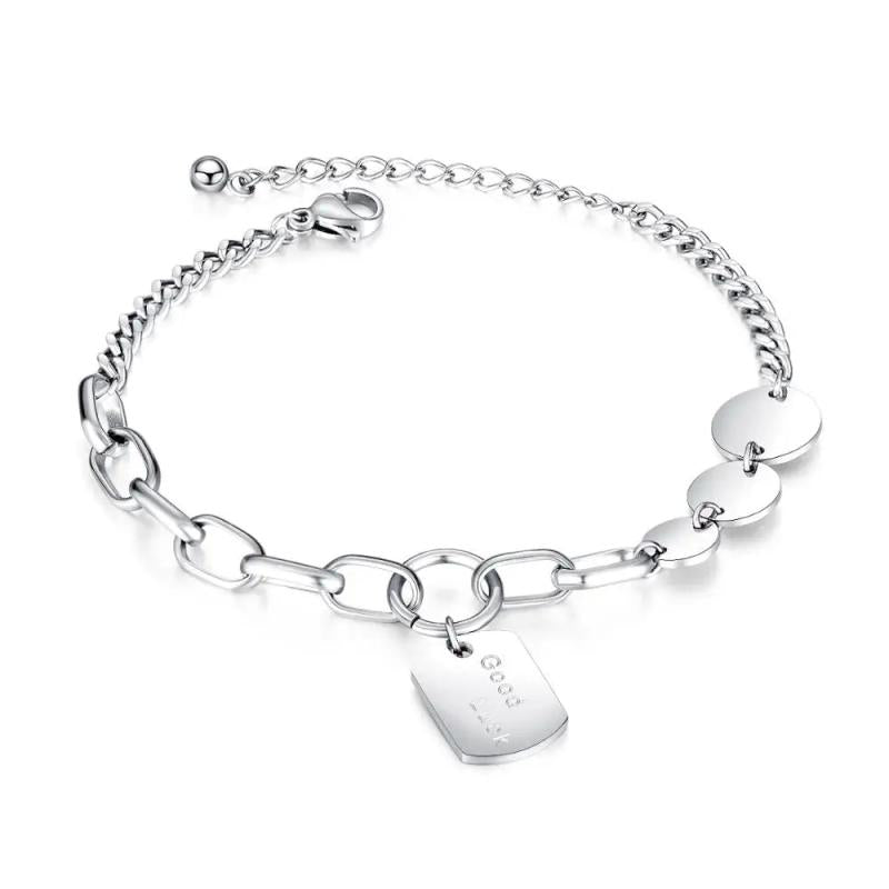 Stainless Steel Bracelet For Women Round Square Bracelet Rose Gold/Silver Bangle