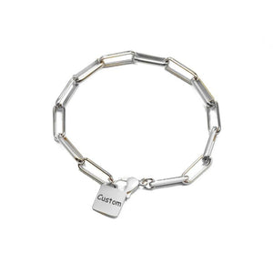 Name Bracelet With Square Pendant Stainless Steel Women Jewelry