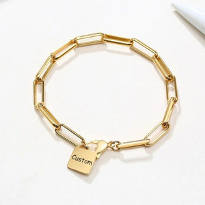 Name Bracelet With Square Pendant Stainless Steel Women Jewelry