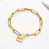 Name Bracelet With Square Pendant Stainless Steel Women Jewelry