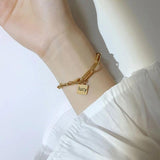 Name Bracelet With Square Pendant Stainless Steel Women Jewelry