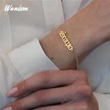 Stainless Steel Cuban Chain Name Bracelet Adjustable Letter Jewelry