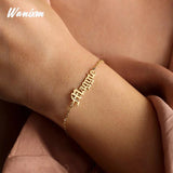 Stainless Steel Cuban Chain Name Bracelet Adjustable Letter Jewelry
