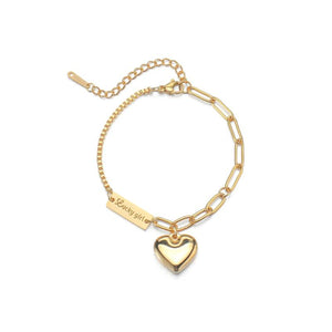 Personalized Heart Bracelet Stainless Steel Chain Gift for Women