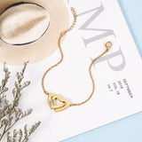 Personalized Name Bracelet for Women Double Heart Bracelets & Bangles