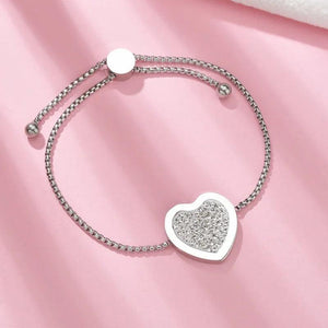 Stainless Steel Name Bracelet with Heart Square Pearl Chain for Women Girl Gift