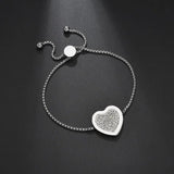 Stainless Steel Name Bracelet with Heart Square Pearl Chain for Women Girl Gift