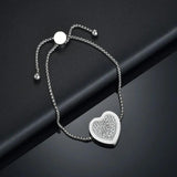 Stainless Steel Name Bracelet with Heart Square Pearl Chain for Women Girl Gift