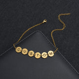 Custom Stainless Steel Name Bracelet Round Letter Adjustable Gift