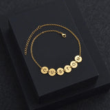 Custom Stainless Steel Name Bracelet Round Letter Adjustable Gift