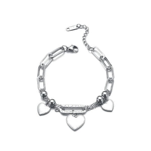 Engrave Stainless Steel Heart Bracelet Splicing Chain For Women
