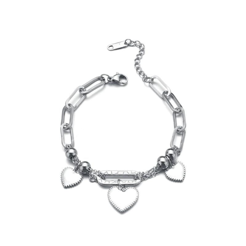 Engrave Stainless Steel Heart Bracelet Splicing Chain For Women