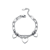Engrave Stainless Steel Heart Bracelet Splicing Chain For Women