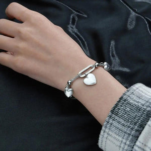 Engrave Stainless Steel Heart Bracelet Splicing Chain For Women