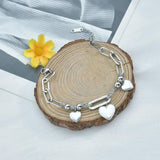 Engrave Stainless Steel Heart Bracelet Splicing Chain For Women