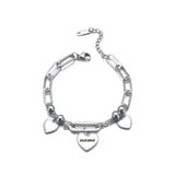 Engrave Stainless Steel Heart Bracelet Splicing Chain For Women