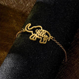 Personalized Name Elephant Pattern Stainless Steel Bracelet