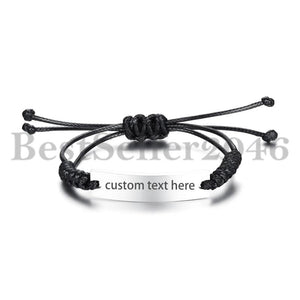 BONISKISS Men's Stainless Steel Bracelet Adjustable Bangle Engrave Jewelry