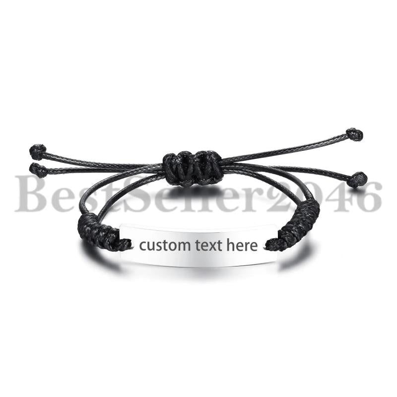 BONISKISS Men's Stainless Steel Bracelet Adjustable Bangle Engrave Jewelry