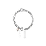 Square Pendant Name Beads Bracelet Personalized Engrave Bangle for Women