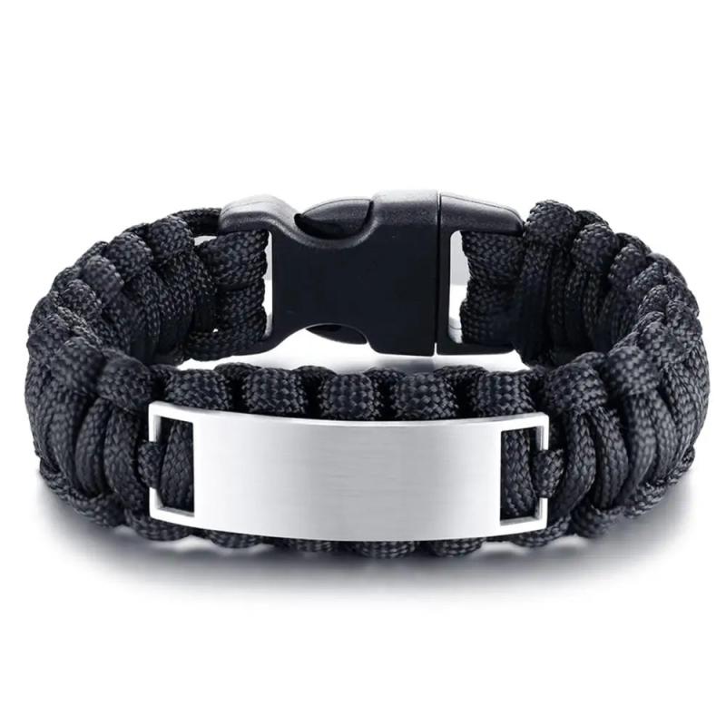 BONISKISS Men's Stainless Steel Engrave Cuff Bracelet