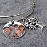 Personalized Names Bracelet Round Family Tree Men Women Jewelry Gift