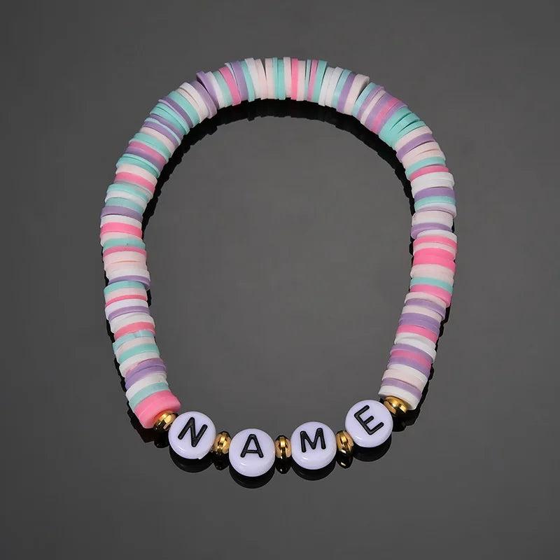 Personalized Name Polymer Clay Bracelet - DIY Colorful Bangles for Kids & Adults