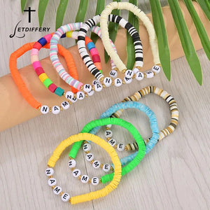 Personalized Name Polymer Clay Bracelet - DIY Colorful Bangles for Kids & Adults