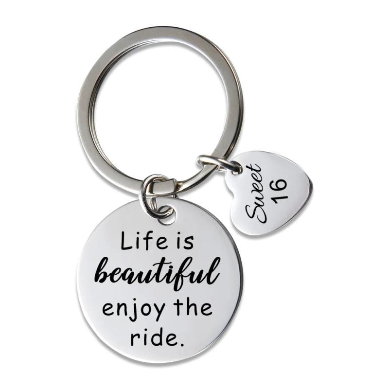 Sweet 16 Birthday Keychain Stainless Steel Gift for Children