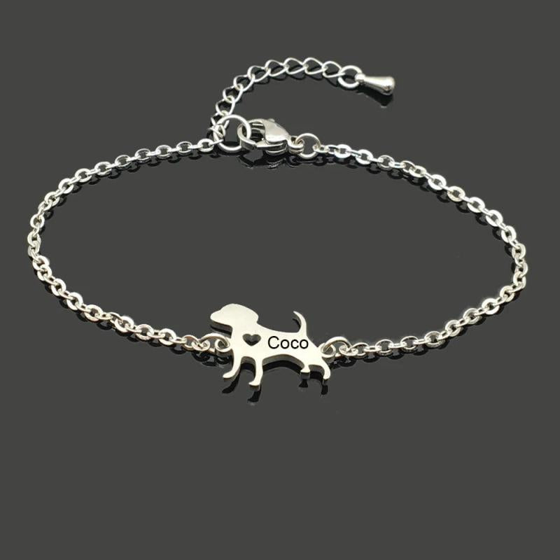 Pet's Bracelet Engrave Dog Stainless Steel Dog Lover Jewelry