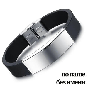 Men's Stainless Steel Punk Cross Bracelet Engraved Name