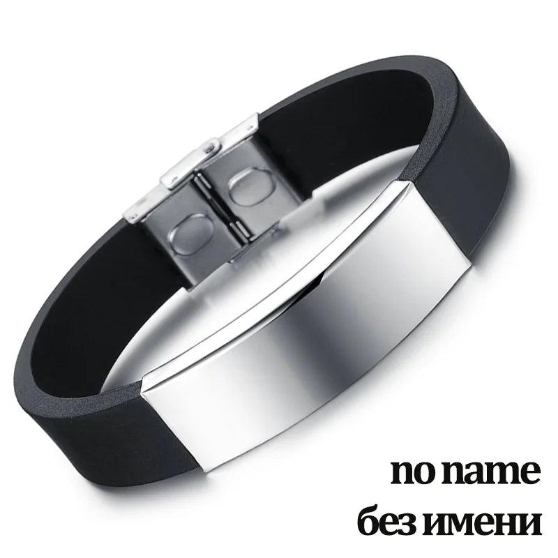Men's Stainless Steel Punk Cross Bracelet Engraved Name