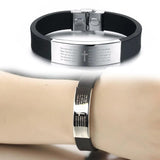 Men's Stainless Steel Punk Cross Bracelet Engraved Name