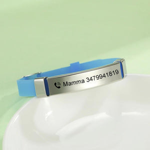 Kids ID Bracelet Adjustable Silicone Stainless Pendant