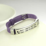 Kids ID Bracelet Adjustable Silicone Stainless Pendant
