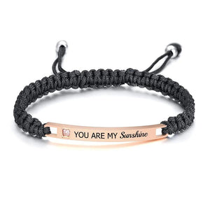 Personalized Couple Bracelets Rope Braided Nameplate ID Matching Size Adjustable