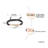 Personalized Couple Bracelets Rope Braided Nameplate ID Matching Size Adjustable
