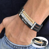 Personalized Thin Leather Bracelet Adjustable Cuff Wristband