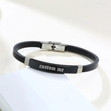 Personalized Thin Leather Bracelet Adjustable Cuff Wristband