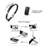 Personalized Thin Leather Bracelet Adjustable Cuff Wristband