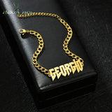 Charm Name Bracelet Stainless Steel 6mm Cuban Chain Wrist Bracelets