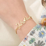 Charm Name Bracelet Stainless Steel 6mm Cuban Chain Wrist Bracelets