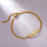 Charm Name Bracelet Stainless Steel 6mm Cuban Chain Wrist Bracelets