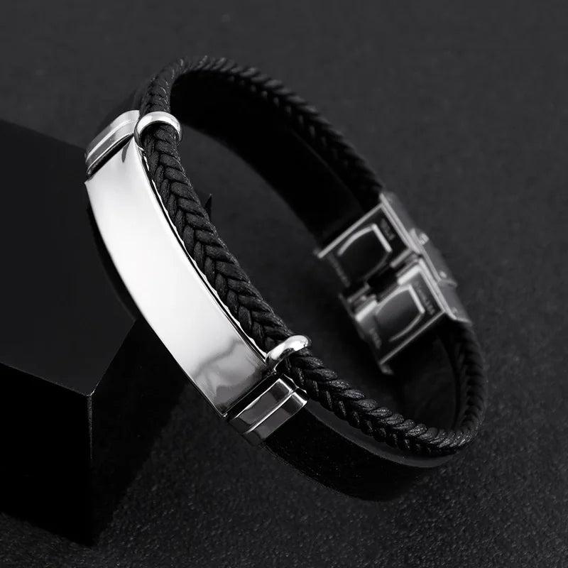 SHOUMAN Personalized ID Steel Multilayer Men's Bracelet